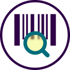 Magnifying glass on label