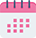 A pink and white calendar icon with a grid of squares.