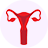 Illustration of a red uterus on a light background.