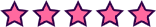 Five pink stars on a dark background, with the last star partially filled.